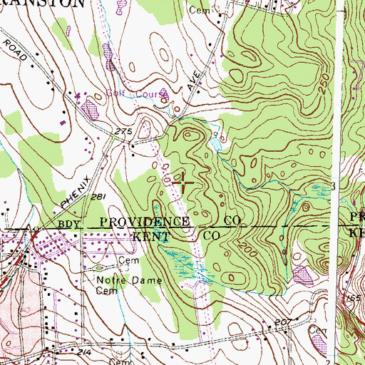 Topographic Map of North Branch Pawtuxet River, RI