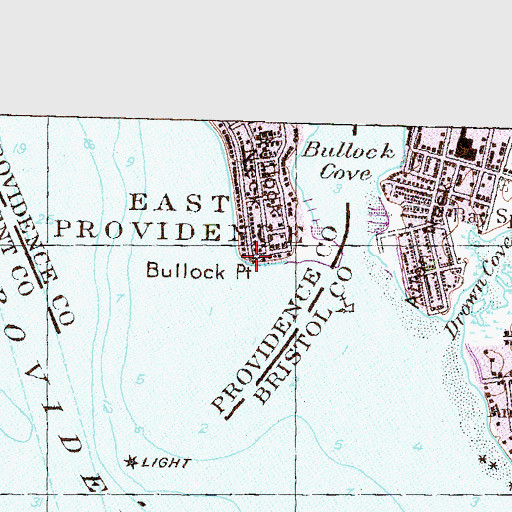 Topographic Map of Bullock Point, RI
