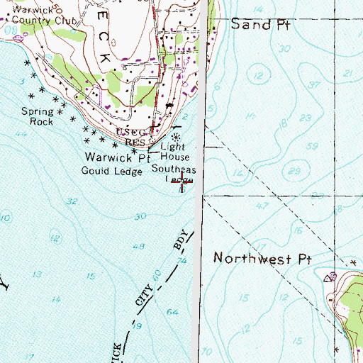 Topographic Map of Southeast Ledge, RI
