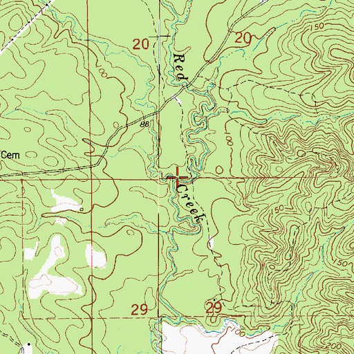 Topographic Map of Little Red Creek, AL