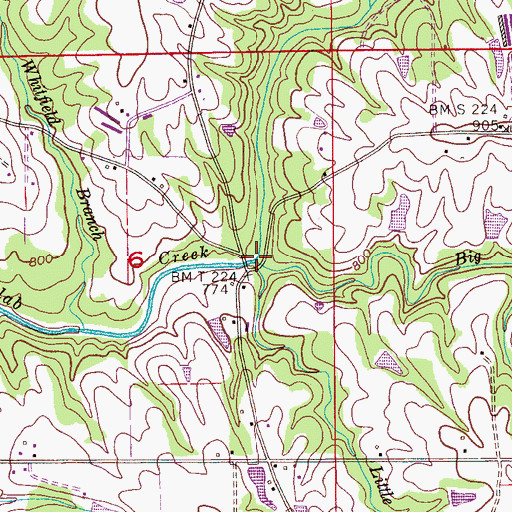 Topographic Map of Little Reedbrake Creek, AL