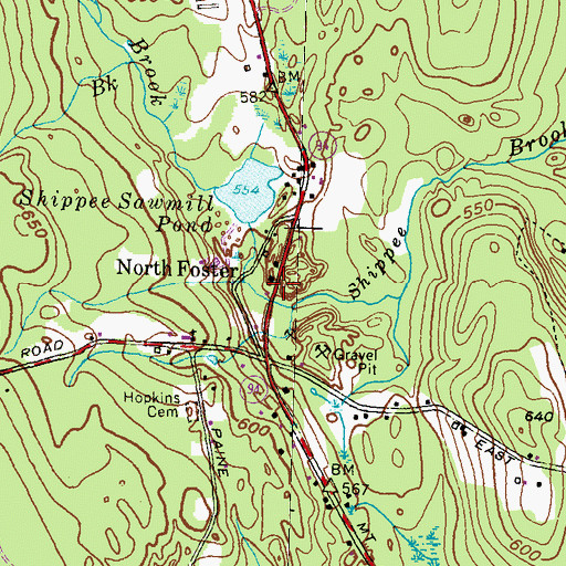 Topographic Map of North Foster, RI