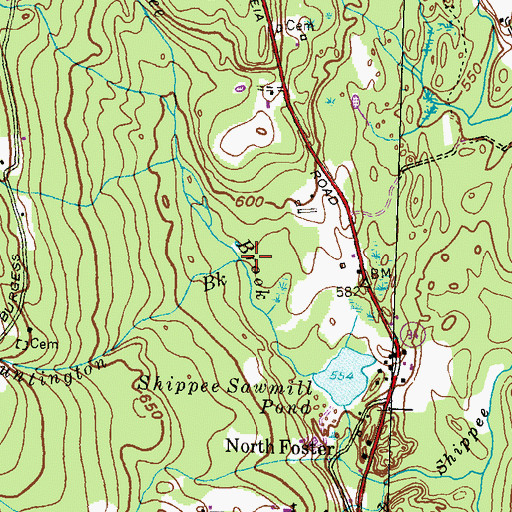 Topographic Map of Huntington Brook, RI