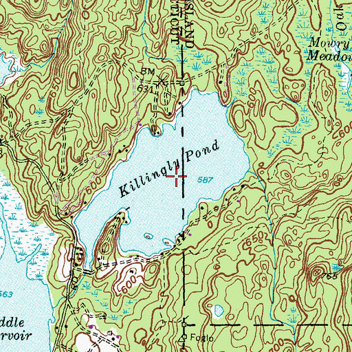 Topographic Map of Killingly Pond, CT