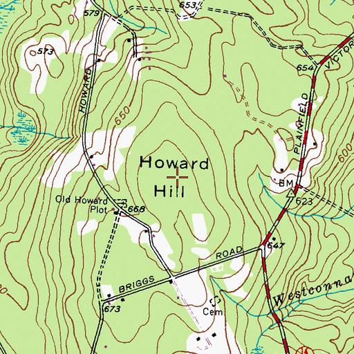 Topographic Map of Howard Hill, RI
