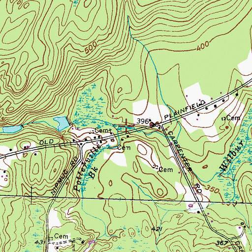 Topographic Map of Potterville Brook, RI