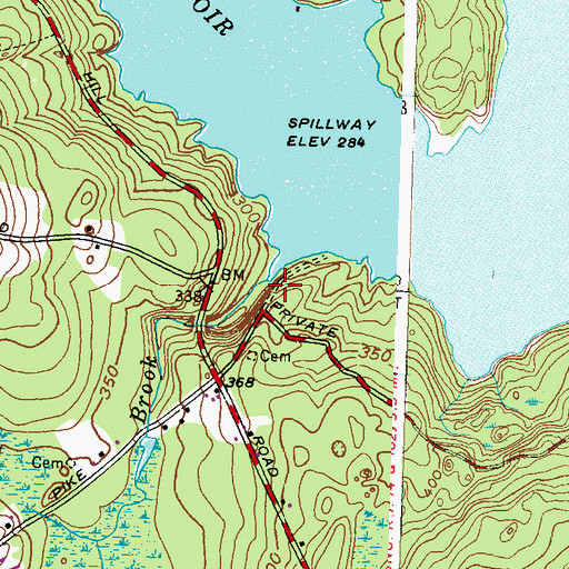 Topographic Map of Wilbur Hollow Brook, RI