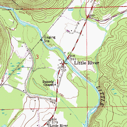 Topographic Map of Little River, AL