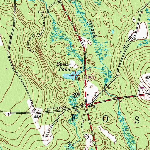 Topographic Map of Spear Pond, RI
