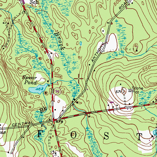 Topographic Map of Paine Brook, RI