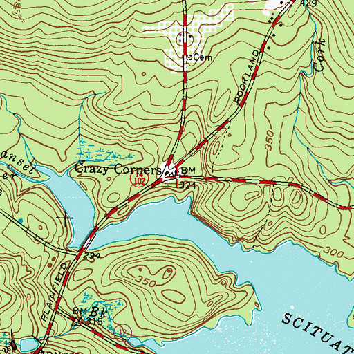 Topographic Map of Crazy Corners, RI