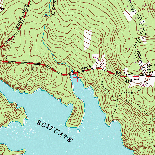 Topographic Map of Cork Brook, RI