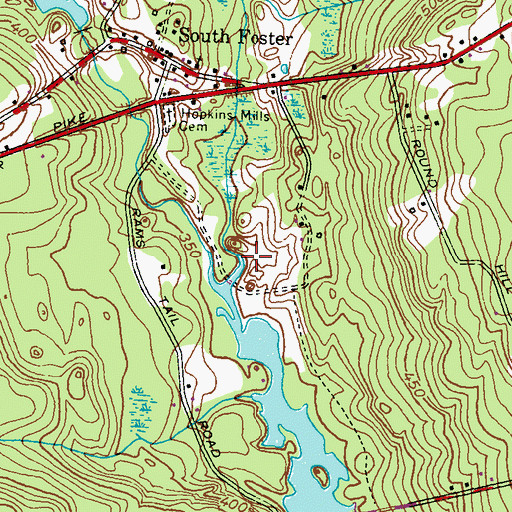 Topographic Map of Dolly Cole Brook, RI