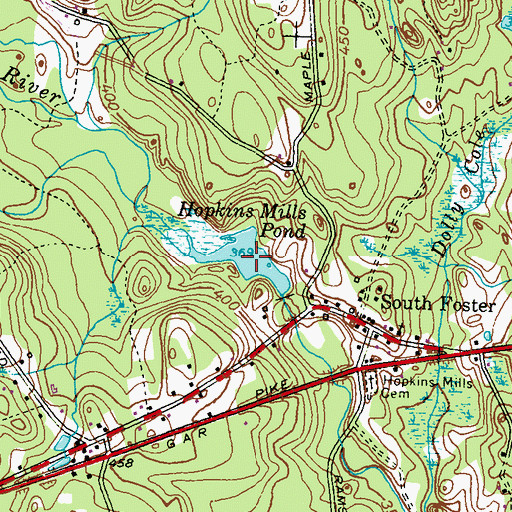 Topographic Map of Hopkins Mills Pond, RI