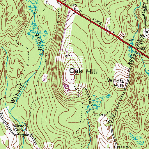 Topographic Map of Oak Hill, RI