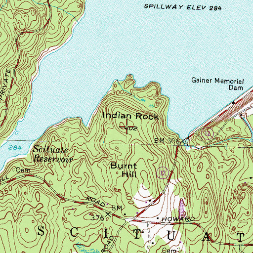 Topographic Map of Indian Rock, RI