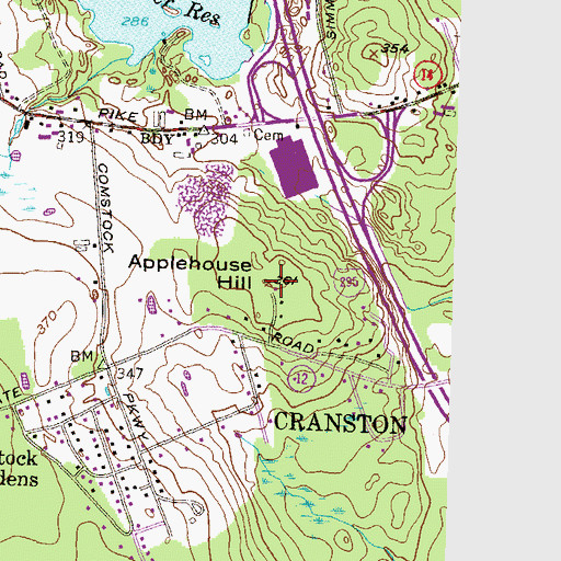 Topographic Map of Applehouse Hill, RI
