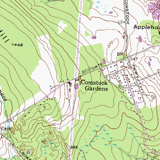 Topographic Map of Comstock Gardens, RI