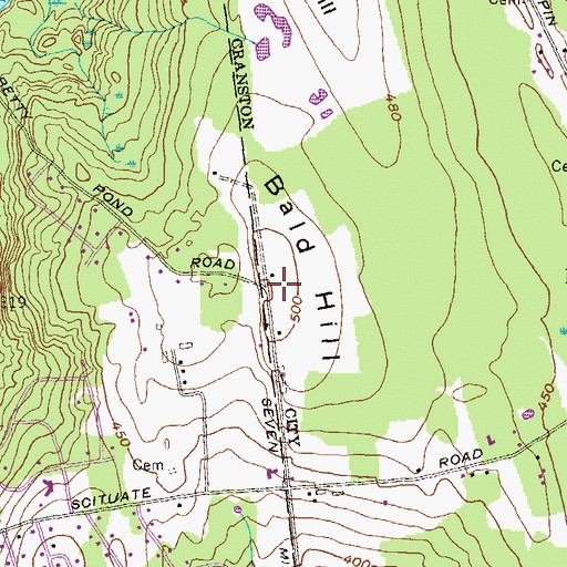 Topographic Map of Bald Hill, RI