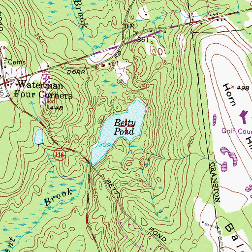 Topographic Map of Betty Pond, RI