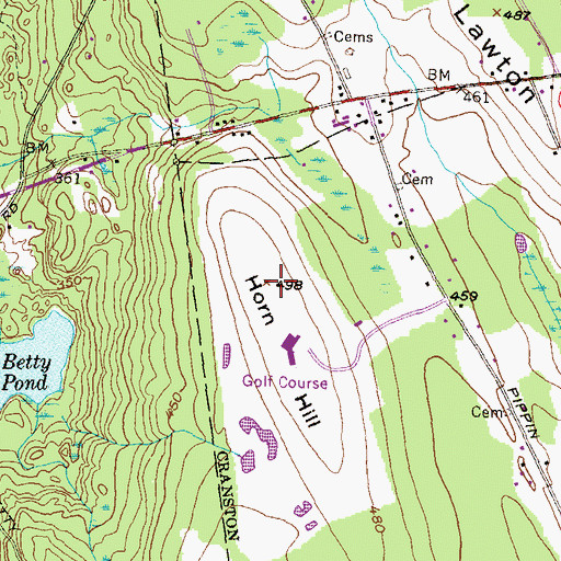 Topographic Map of Horn Hill, RI