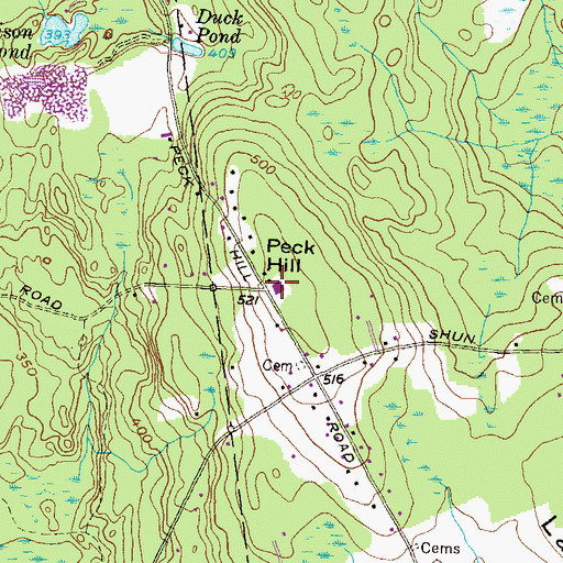 Topographic Map of Peck Hill, RI
