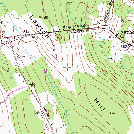 Topographic Map of Lawton Hill, RI