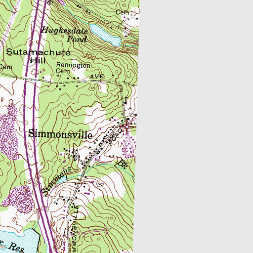 Topographic Map of Simmonsville, RI