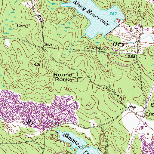 Topographic Map of Round Rocks, RI