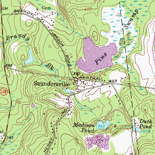 Topographic Map of Saundersville, RI