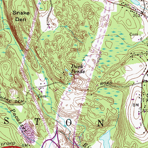 Topographic Map of Duck Ponds, RI