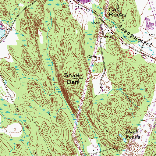 Topographic Map of Snake Den, RI