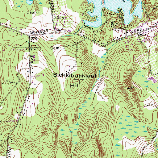 Topographic Map of Sickkibunkiaut Hill, RI