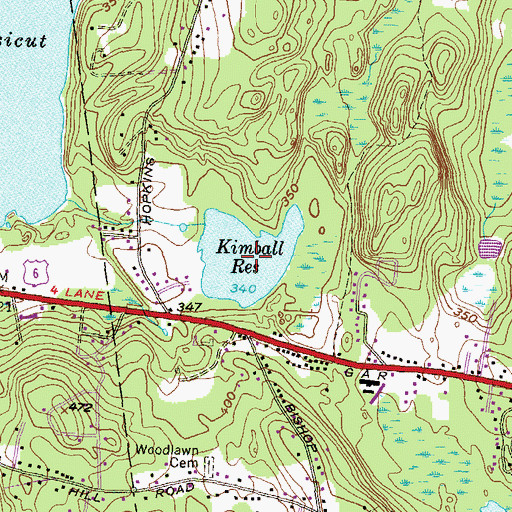 Topographic Map of Kimball Reservoir, RI