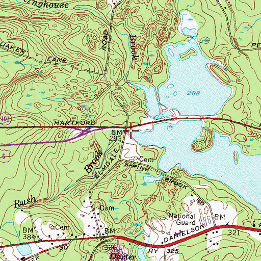 Topographic Map of Rush Brook, RI