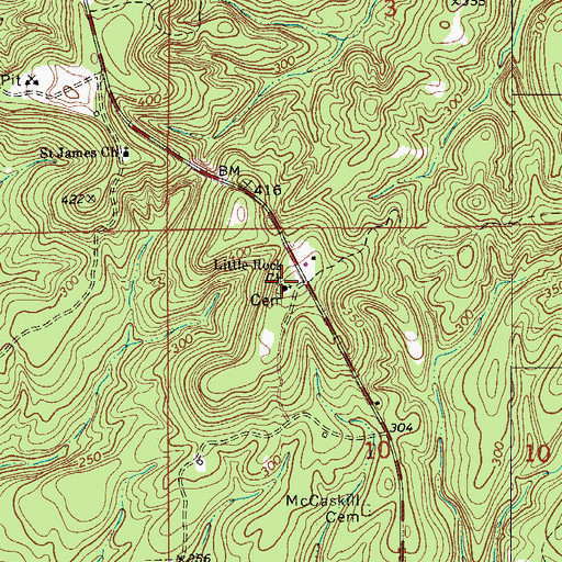 Topographic Map of Little Rock Church, AL