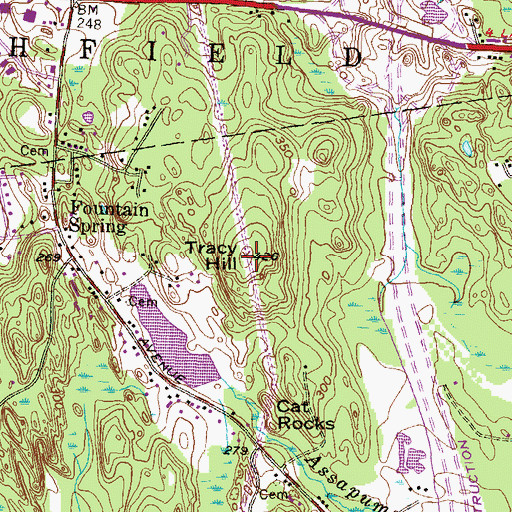 Topographic Map of Tracy Hill, RI