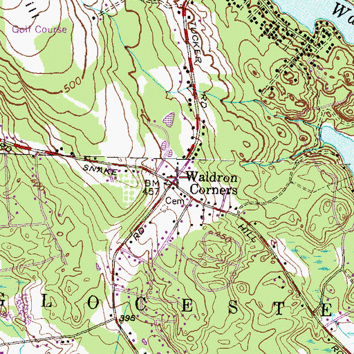 Topographic Map of Waldron Corners, RI