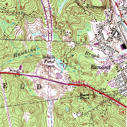 Topographic Map of Sebille Pond, RI