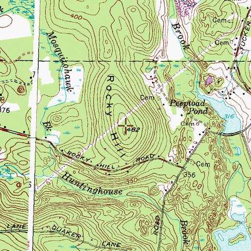 Topographic Map of Rocky Hill, RI