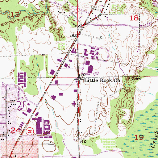 Topographic Map of Little Rock Church, AL