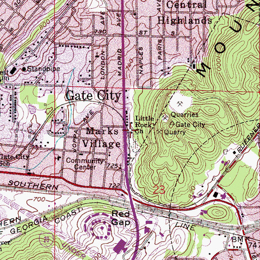 Topographic Map of Little Rock Church, AL
