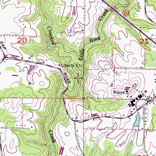 Topographic Map of Little Rock Creek, AL
