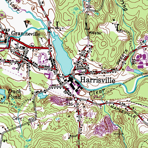 Topographic Map of Harrisville, RI