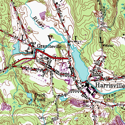 Topographic Map of Graniteville, RI
