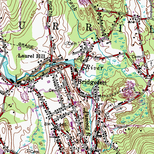 Topographic Map of Bridgeton, RI