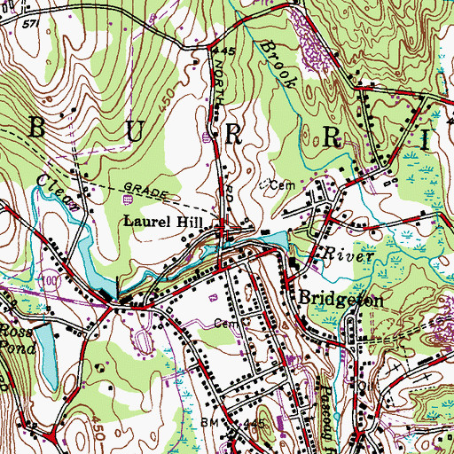 Topographic Map of Laurel Hill, RI