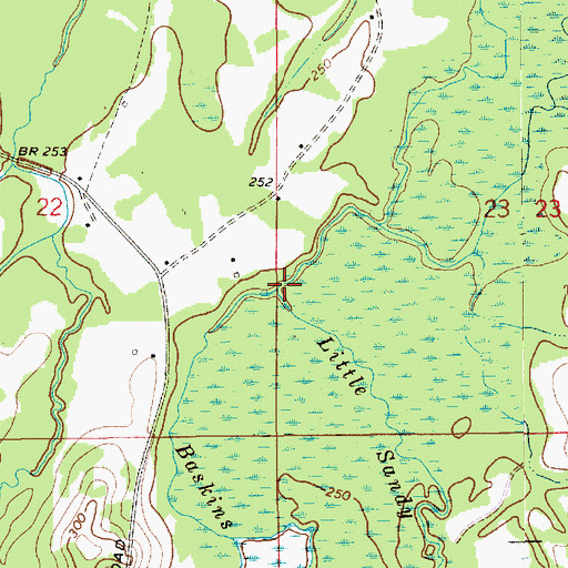 Topographic Map of Little Sandy Creek, AL