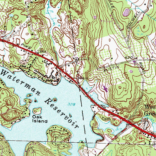 Topographic Map of Nine Foot Brook, RI
