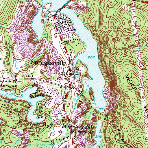 Topographic Map of Spragueville, RI